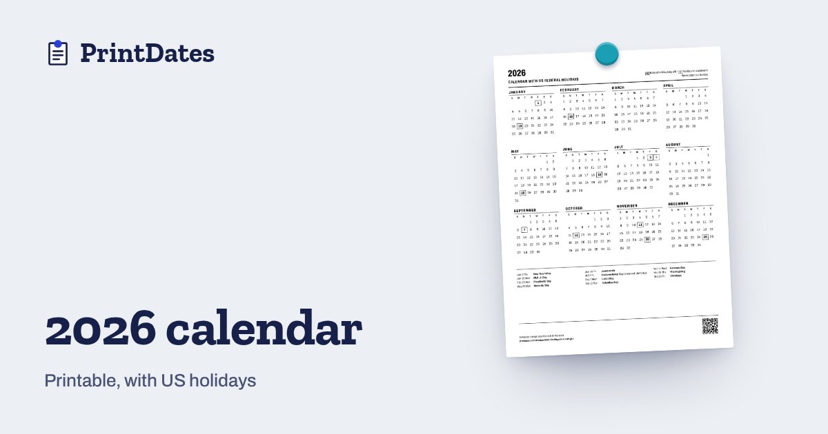 Mlk Weekend 2026 Calendar Printable with Holidays: One Page, Free PDF